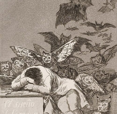 Francisco Jose de Goya y Lucientes The sleep of reason produces monsters No. 43 from Los Caprichos Google Art Project