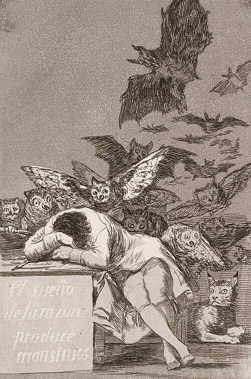 Francisco Jose de Goya y Lucientes The sleep of reason produces monsters No. 43 from Los Caprichos Google Art Project