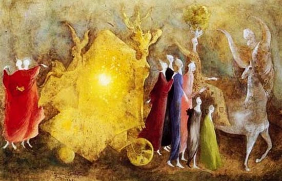 ¿Conoces a Leonora Carrington?: la pintora surrealista que escapó de la internación en un psiquiátrico y se refugió en México 8 Leonora Carrington painting amor che move il sole et l altre stelle 1946